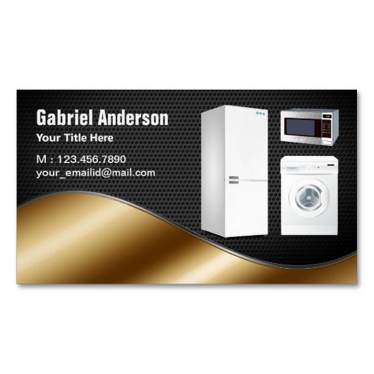 ブラックメッシュ金 家電 修理 マグネット名刺 (正面)