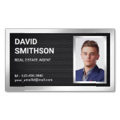 ブラックメッシュ銀箔エステート実在不動産仲介業者写真 マグネット名刺 (正面)