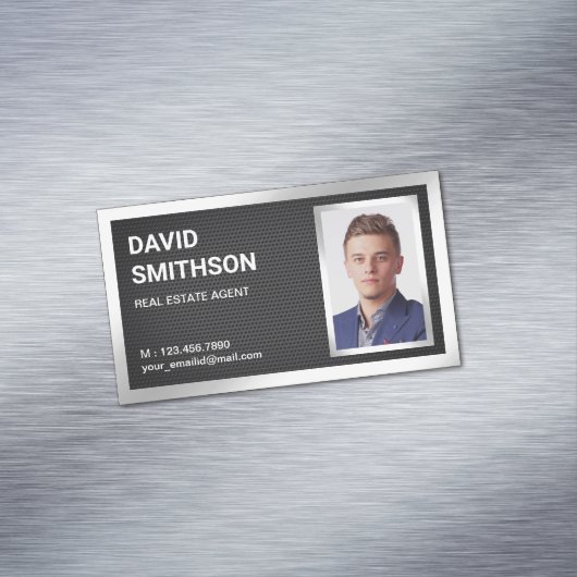 ブラックメッシュ銀箔エステート実在不動産仲介業者写真 マグネット名刺 (インサイチュ)