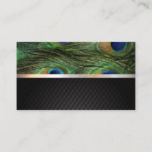 ブラックメッシュ | 銀の金属の孔雀の羽 名刺 (裏面)