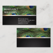 ブラックメッシュ | 銀の金属の孔雀の羽 名刺 (正面/裏面)