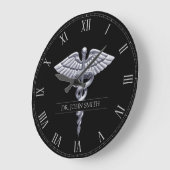 ブラックメディカルの上品なシルバーカドゥセウス ラージ壁時計 (傾斜)