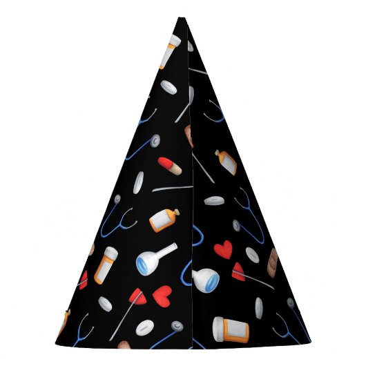 ブラックメディカルドクターナース卒業紙 パーティーハット (裏面)