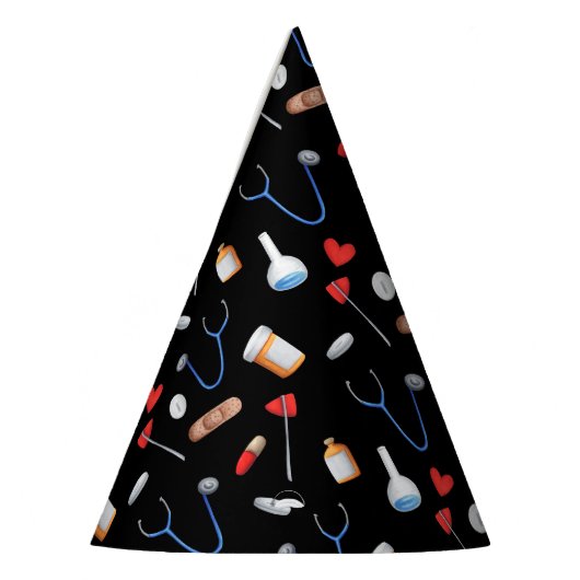 ブラックメディカルドクターナース卒業紙 パーティーハット (左)