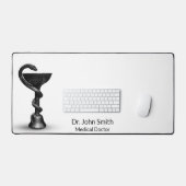 ブラックメディカルボウルスネーク衛生ホワイトカドゥセウス デスクマット (キーボード&マウス)