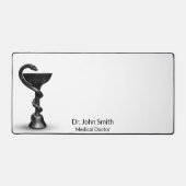 ブラックメディカルボウルスネーク衛生ホワイトカドゥセウス デスクマット (正面)