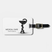 ブラックメディカルボウル衛生方白蛇カドゥセウス ラゲッジタグ (正面横)