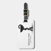 ブラックメディカルボウル衛生方白蛇カドゥセウス ラゲッジタグ (正面縦)