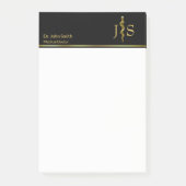 ブラックメディカル上のアスレピウス金ゴールドの上品なロッド ポストイット (正面)