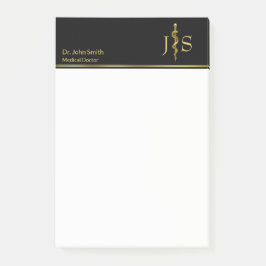 ブラックメディカル上のアスレピウス金ゴールドの上品なロッド ポストイット