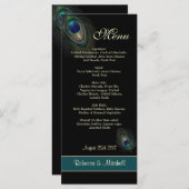 ブラックメニューの緑の青い孔雀の羽 メニュー (正面/裏面)