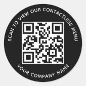 ブラックメニューQRコードシール周りカスタムビジネス ラウンドシール (正面)