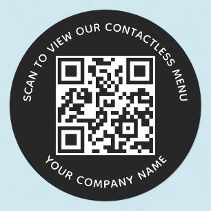 ブラックメニューQRコードシール周りカスタムビジネス ラウンドシール