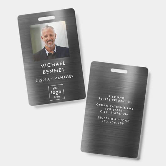 ブラックメモダンタル従業員の写真ID バッジ (表裏)