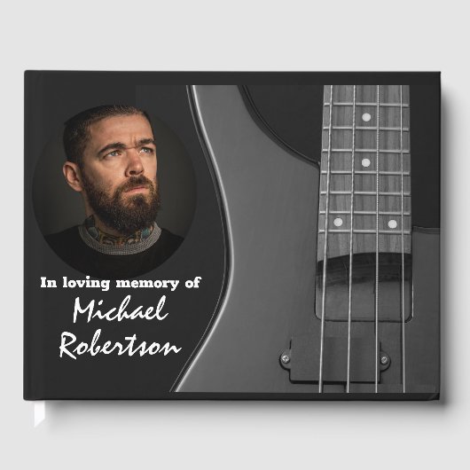 ブラックメモリアルゲストブックにエレクトリックバスギター ゲストブック (正面)