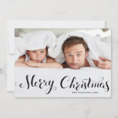 ブラックメリークリスマスお洒落のスクリプト写真 シーズンカード (正面)