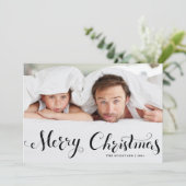 ブラックメリークリスマスお洒落のスクリプト写真 シーズンカード (スタンド正面)