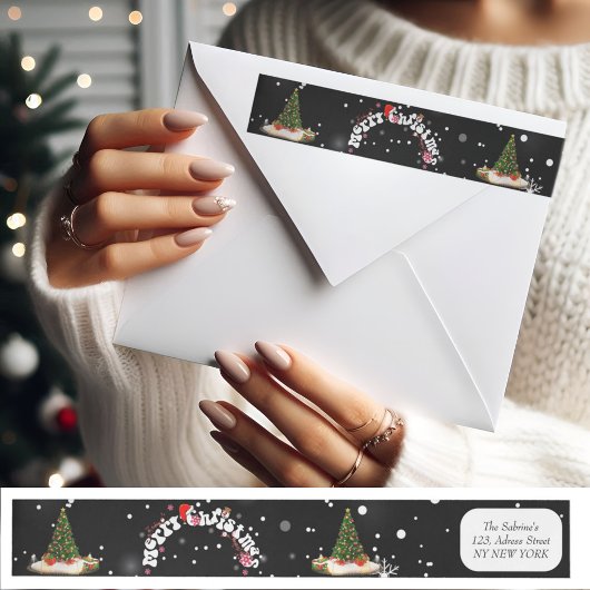 ブラックメリークリスマスグラフィティ差出人住所 ラップアラウンドラベル