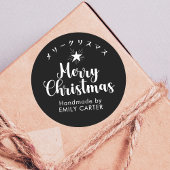 ブラックメリークリスマススター日本の書道 ラウンドシール