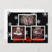 ブラックメリークリスマススノーフレークパーソナライズされた写真 ポストカード (正面/裏面)