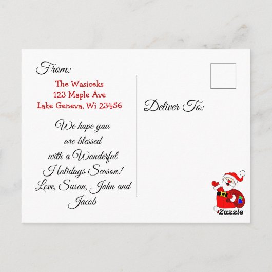 ブラックメリークリスマススノーフレークパーソナライズされた写真 ポストカード (裏面)