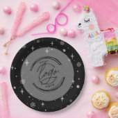 ブラックメリークリスマスビジネスロゴスノーフレーク ペーパープレート (パーティー)