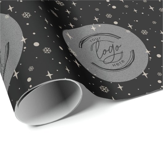 ブラックメリークリスマスビジネスロゴスノーフレーク ラッピングペーパー (ロールコーナー)