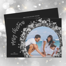 ブラックメリークリスマスフォトにシルバースター シーズンカード
