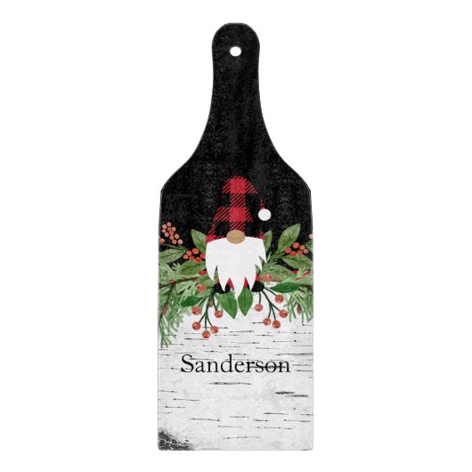 ブラックメリークリスマスレッドバッファロープレイド格言 カッティングボード (正面)
