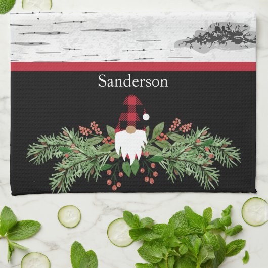 ブラックメリークリスマスレッドバッファロープレイド格言 キッチンタオル (折り畳み)