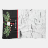 ブラックメリークリスマスレッドバッファロープレイド格言 キッチンタオル (横)
