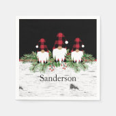 ブラックメリークリスマスレッドバッファロープレイド格言 スタンダードカクテルナプキン (正面)