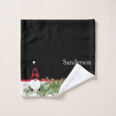 ブラックメリークリスマスレッドバッファロープレイド格言 バスタオルセット (ウォッシュタオル)