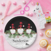 ブラックメリークリスマスレッドバッファロープレイド格言 ペーパープレート (パーティー)