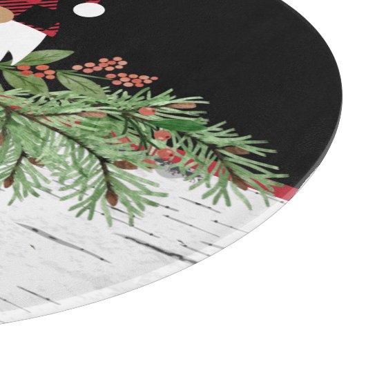 ブラックメリークリスマスレッドバッファロープレイド格言rd. カッティングボード (角)