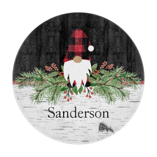 ブラックメリークリスマスレッドバッファロープレイド格言rd. カッティングボード (正面)