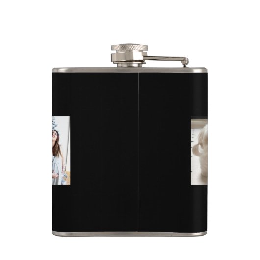 ブラックメリークリスマス最高のパパエバーフォトコラージュ フラスク (裏面)