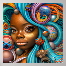 ブラックメルメイドメラニンマーメイド海シーフィッシュおもしろい ポスター