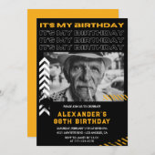 ブラックメンフォトスプレー絵を描88歳の誕生日 招待状 (正面/裏面)