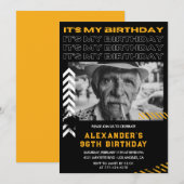 ブラックメンフォトスプレー絵を描96歳の誕生日 招待状 (正面/裏面)