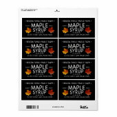 ブラックメープルシロップのラベルオレンジ色の砂糖メープルリーフ ラベル (フルシート)
