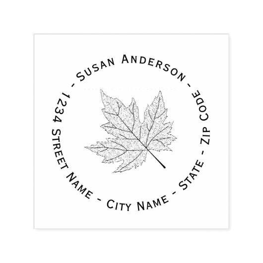 ブラックメープルリーフ差出人住所セルフインキングスタンプ セルフインキングスタンプ (デザイン)