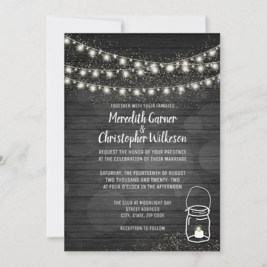 ブラックメ素朴イスンジャールライツ結婚式招待状 招待状 (正面)