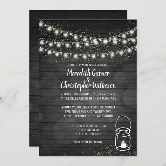 ブラックメ素朴イスンジャールライツ結婚式招待状 招待状 (正面/裏面)