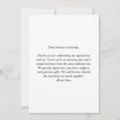 ブラックモエレガントノグラムリースホワイトサンキューカード 招待状 (裏面)