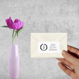 ブラックモエレガントノグラムリースホワイト差出人住所 ラベル