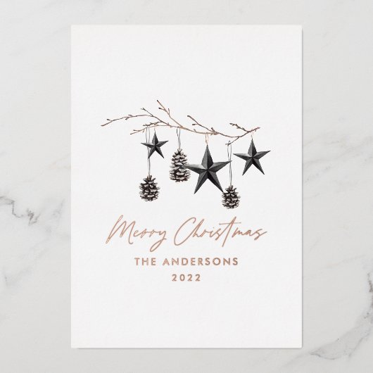 ブラックモカモダンスカンジラ植物性クリスマス 箔シーズンカード (正面)