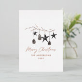 ブラックモカモダンスカンジラ植物性クリスマス 箔シーズンカード (立ち正面)