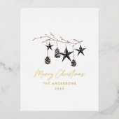 ブラックモカモダンスカンジラ植物性クリスマス 箔シーズンポストカード (正面)