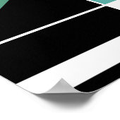 ブラックモザイクのような明るい緑の白の抽象芸術 ポスター (角)